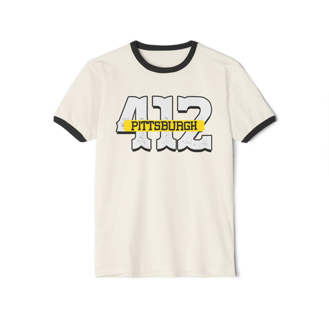 412 Pittsburgh - Unisex Cotton Ringer T-Shirt T-Shirt - YinzerShop