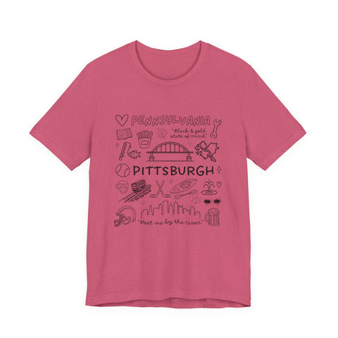 Pittsburgh Doodle Collage - Unisex Jersey Short Sleeve Tee