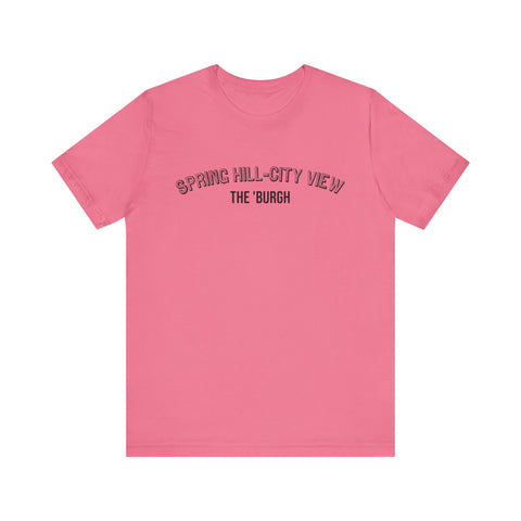 Spring Hill-City View - The Burgh Neighborhood Series - Unisex Jersey Short Sleeve Tee T-Shirt Printify Charity Pink S 