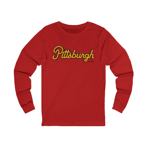 Pittsburgh Faux Embroidery - Unisex Jersey Long Sleeve Tee