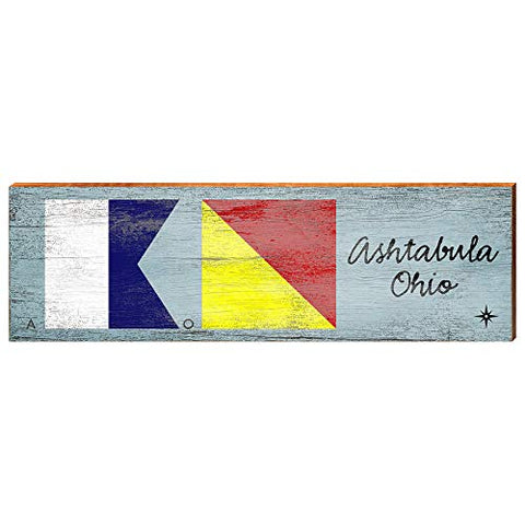Ashtabula, Ohio Nautical Flag Wooden Sign | Wall Art Print on Real Wood