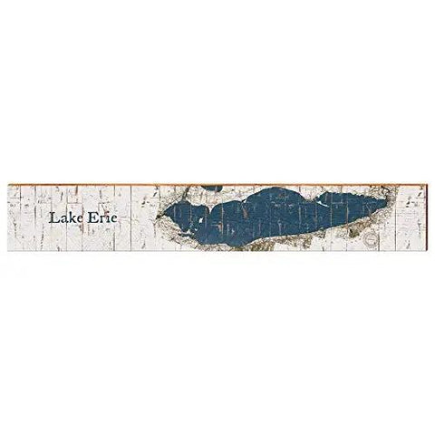 Erie Lake Shabby Map Home Decor Art Print on Real Wood Wood Sign Mill Wood Art 9.5" x 59"  