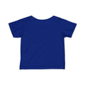Royal blue back view of Cleveland Smells Like My Diaper baby t-shirt, unisex and soft for everyday infant wear.