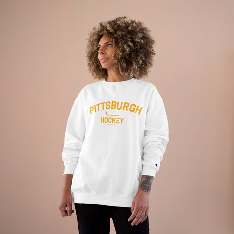 Pittsburgh Hockey - Collegiate Style - Champion Crewneck Sweatshirt Sweatshirt Printify   