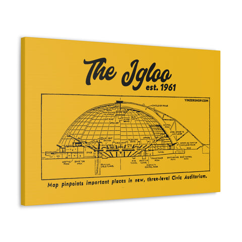 The Igloo - 1961 - Civic Arena - Retro Schematic - Canvas Gallery Wrap Wall Art Canvas Printify 30" x 20" 1.25" 