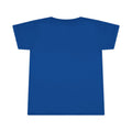 Back view of royal blue toddler T-shirt, part of the funny 'Baltimore smells like my diaper' kids fashion series.