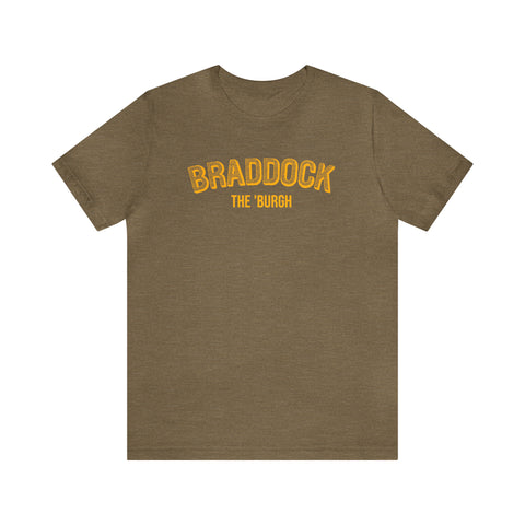 Braddock - The Burgh Neighborhood Series - Unisex Jersey Short Sleeve Tee T-Shirt Printify Heather Olive S 