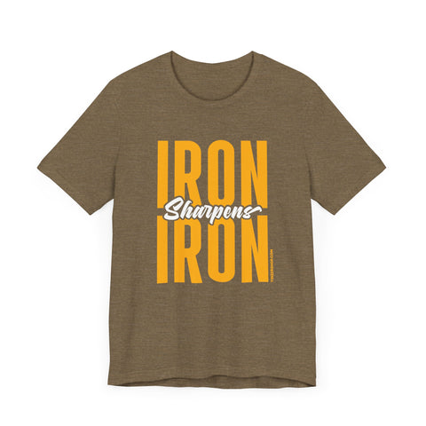 Iron Sharpens Iron - Proverbs 27:17 - Short sleeve T-shirt T-Shirt Printify Heather Olive XS 