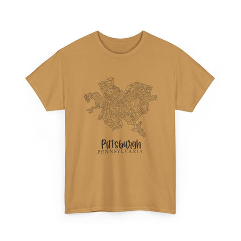 Pittsburgh Topo Word Map Graphic Gildan Unisex Heavy Cotton Tee