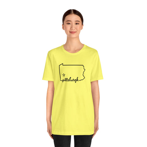 Pittsburgh the Star of Pennsylvania Short Sleeve T-Shirt  - Unisex bella+canvas 3001 T-Shirt Printify   