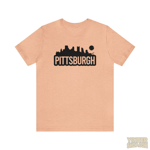 Pittsburgh Bold Skyline T-Shirt  - Unisex bella+canvas 3001 T-Shirt Printify Heather Peach S 