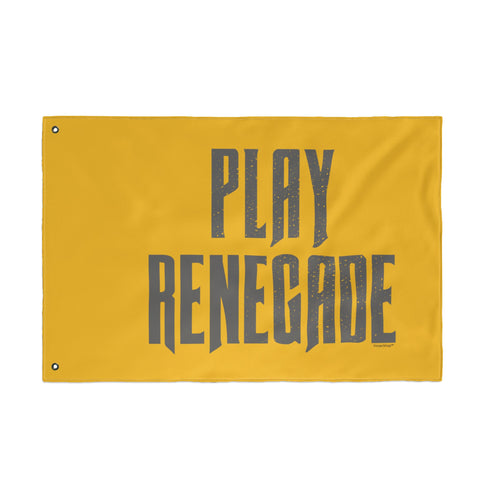 Play Renegade Distressed Graphic  - Double Sided Yellow Flag with Black