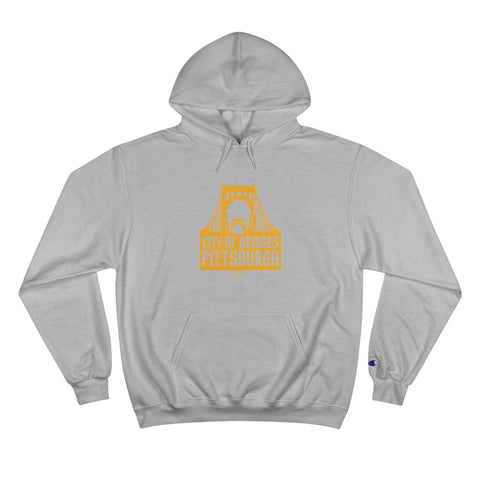 Pittsburgh, City of Bridges - Champion Hoodie Hoodie Printify Light Steel S 