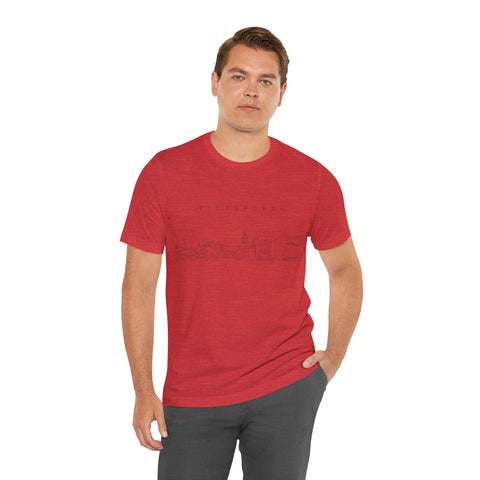 Pittsburgh One Line Drawing of Skyline T-Shirt  - Unisex bella+canvas 3001 T-Shirt Printify   