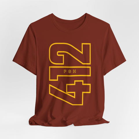 412 Bold Vertical Number Tee — Minimalist Monochrome Graphic T-Shirt