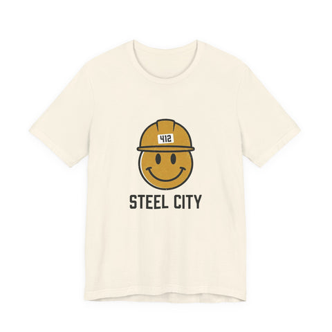 Pittsburgh Steel City 412 Smiley Hardhat Tee
