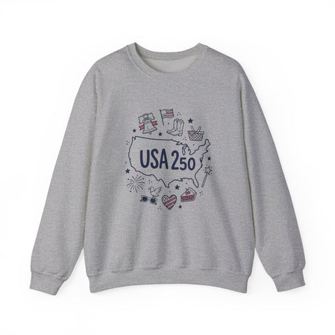 USA 250 patriotic map crewneck | 4th of July vintage stars & flags