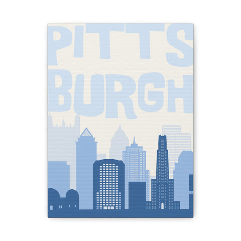 Pittsburgh Blues Canvas — Modern Minimalist City Area Code Print