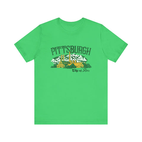 Pittsburgh City of Iron Vintage Logo - Short Sleeve Tee T-Shirt Printify