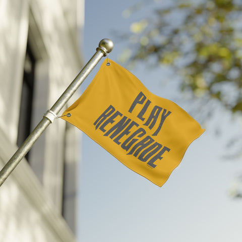 Play Renegade Distressed Graphic  - Double Sided Yellow Flag with Black