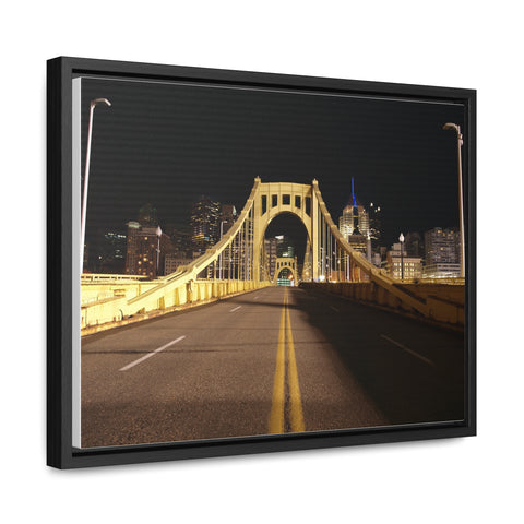 Pittsburgh Roberto Clemente Bridge at Night printed on Canvas Wraps, Horizontal Frame