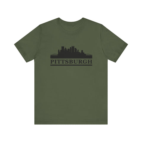 Pittsburgh Downtown Skyline Design T-Shirt  - Unisex bella+canvas 3001 T-Shirt Printify Military Green S 