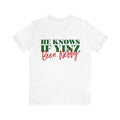 He Knows If Yinz Been Nebby - Pittsburgh Christmas Shirt T-Shirt Printify White S 