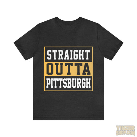 Straight Outta Pittsburgh T-Shirt  - Unisex Bella+Canvas 3001 Jersey Short Sleeve Tee T-Shirt Printify Dark Grey Heather S 