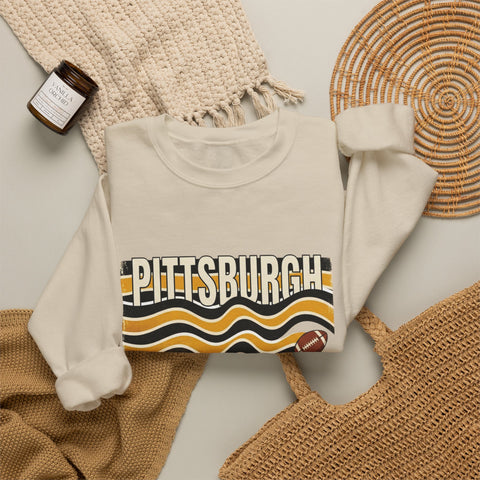 Pittsburgh Wavy Football Crewneck Sweatshirt