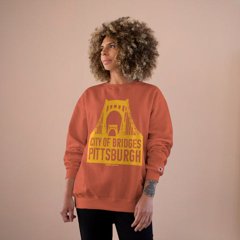 Pittsburgh, City of Bridges - Champion Crewneck Sweatshirt Sweatshirt Printify   