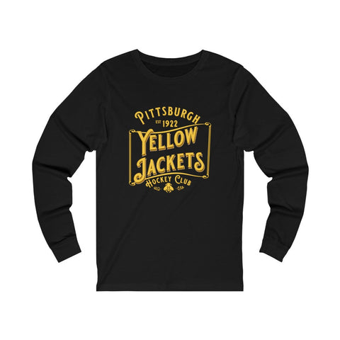 Pittsburgh Yellow Jackets Text Long Sleeve Shirt  Vintage Ice Hockey Black XS 