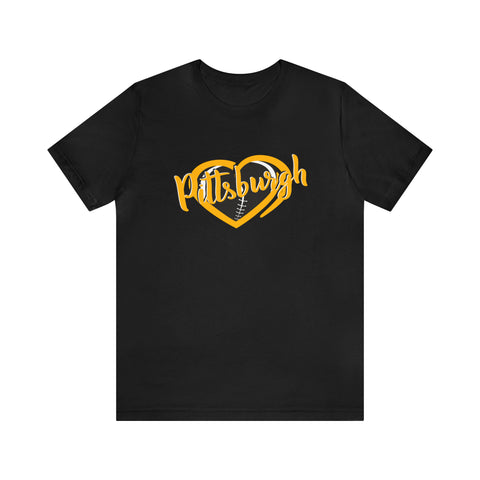 I love Pittsburgh Steeler Football - Women'sJersey Short Sleeve Tee T-Shirt Printify Black S 