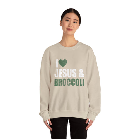 I Love Jesus and Broccoli - Heavy Blend™ Crewneck Sweatshirt