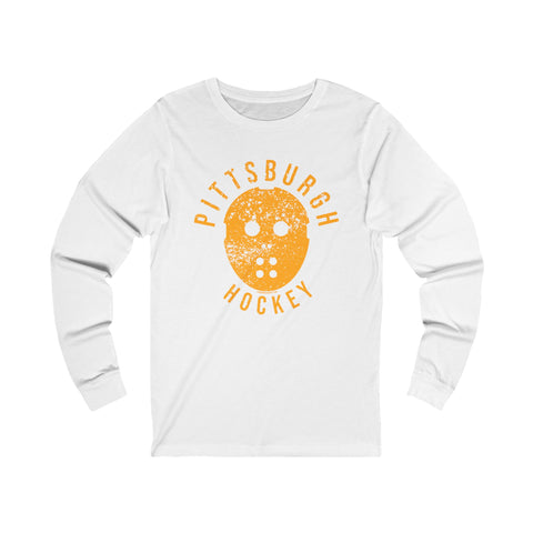 Retro Pittsburgh Hockey Shirt - Long Sleeve Tee Long-sleeve Printify S White 