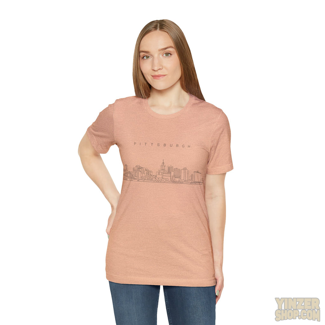 Pittsburgh One Line Drawing of Skyline T-Shirt  - Unisex bella+canvas 3001