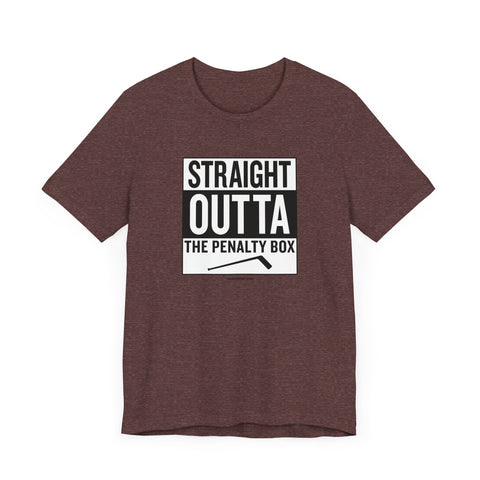 Straight Outta the Penalty Box - Short Sleeve Tee T-Shirt Printify Heather Maroon XS