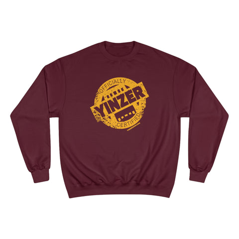 Certified Yinzer - Champion Crewneck Sweatshirt Sweatshirt Printify Maroon S