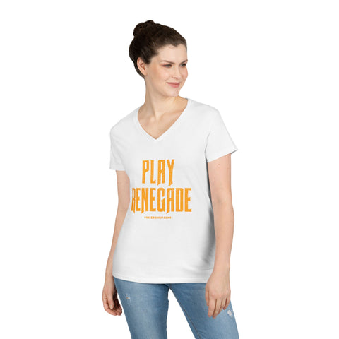 Play Renegade Distressed Graphic - Ladies' V-Neck T-Shirt V-neck Printify