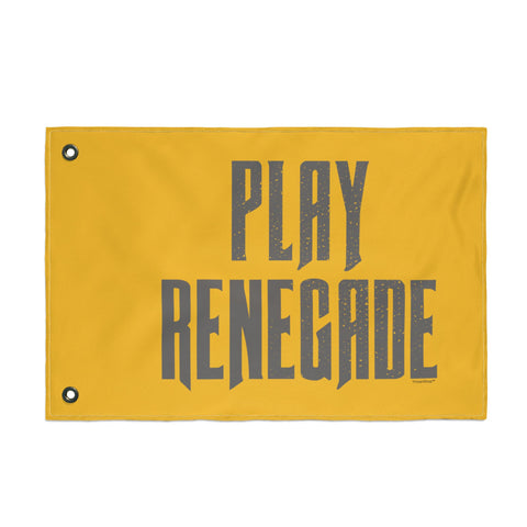 Play Renegade Distressed Graphic  - Double Sided Yellow Flag with Black