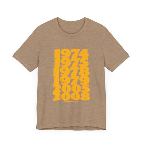 Winning Years: Pittsburgh Football Championship Titles - Short Sleeve Shirt T-Shirt Printify Heather Tan XS 