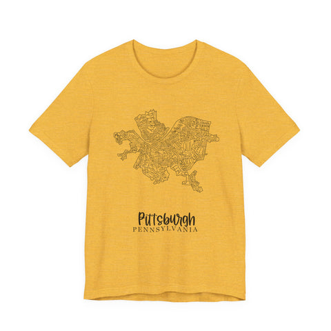 Pittsburgh Neighborhoods Map Short Sleeve T-Shirt