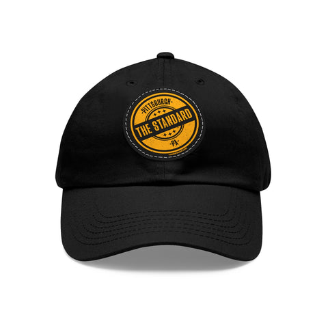 The Standard - Stamp - Dad Hat with Leather Patch Hats Printify Black / Black patch Circle One size
