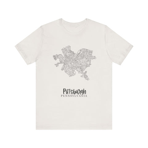 Pittsburgh Neighborhoods Map Short Sleeve T-Shirt