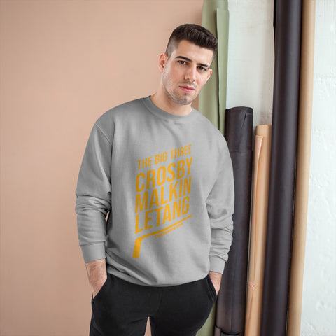 The Big Three - Crosby, Malkin, Letang - Hockey - Champion Crewneck Sweatshirt Sweatshirt Printify   