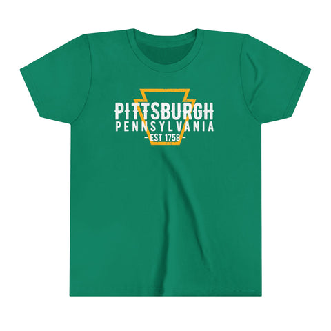 Pittsburgh PA Keystone - Youth Short Sleeve Tee Kids clothes Printify Kelly S