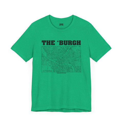 The 'Burgh Retro Map   - Short Sleeve Tee T-Shirt Printify Heather Kelly S 