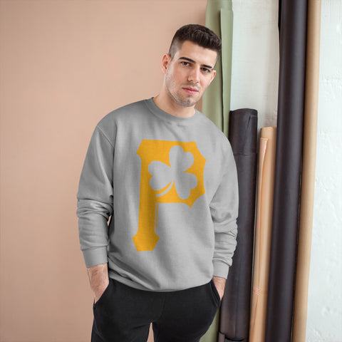 St. Patty's Day Clover - P is for Pittsburgh - Champion Crewneck Sweatshirt Sweatshirt Printify   