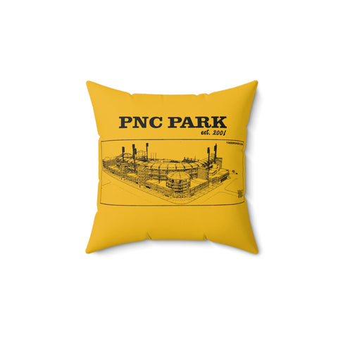 PNC Park -2001 - Retro Schematic - Spun Polyester Square Pillow Home Decor Printify 14" × 14"  
