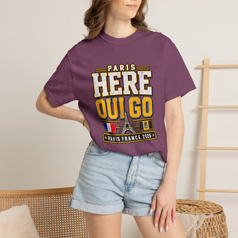 Paris 'Here Oui Go' T-Shirt — Paris France 2026 Travel Premium T-shirt from Comfort Colors