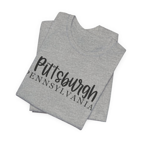 Pittsburgh Map (Print on Back) - Unisex Jersey Short Sleeve Tee